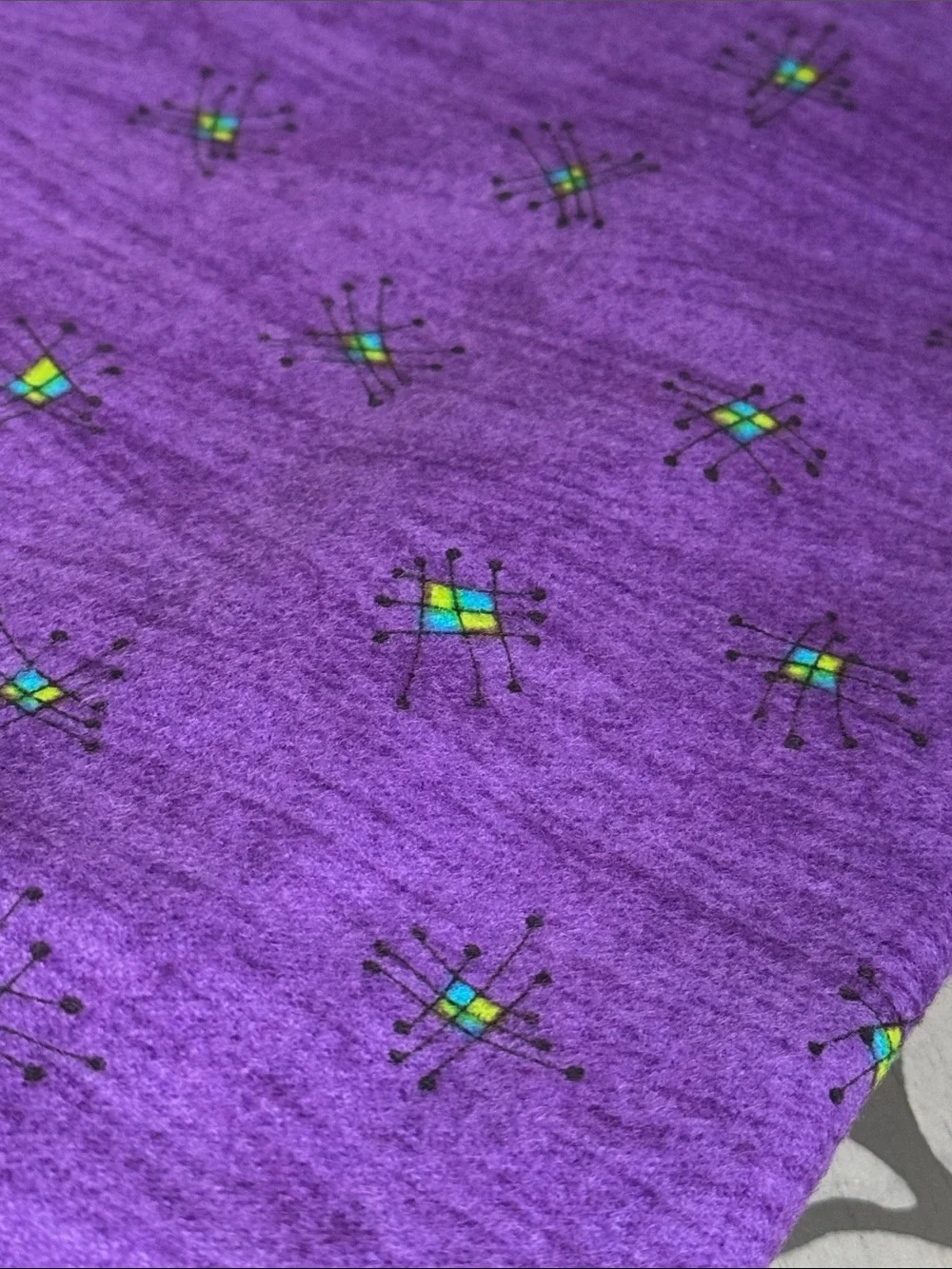 Purple Flannel Fabric Happy Hippiez by Jan Mullen Marcus Brothers 1.25 Yards